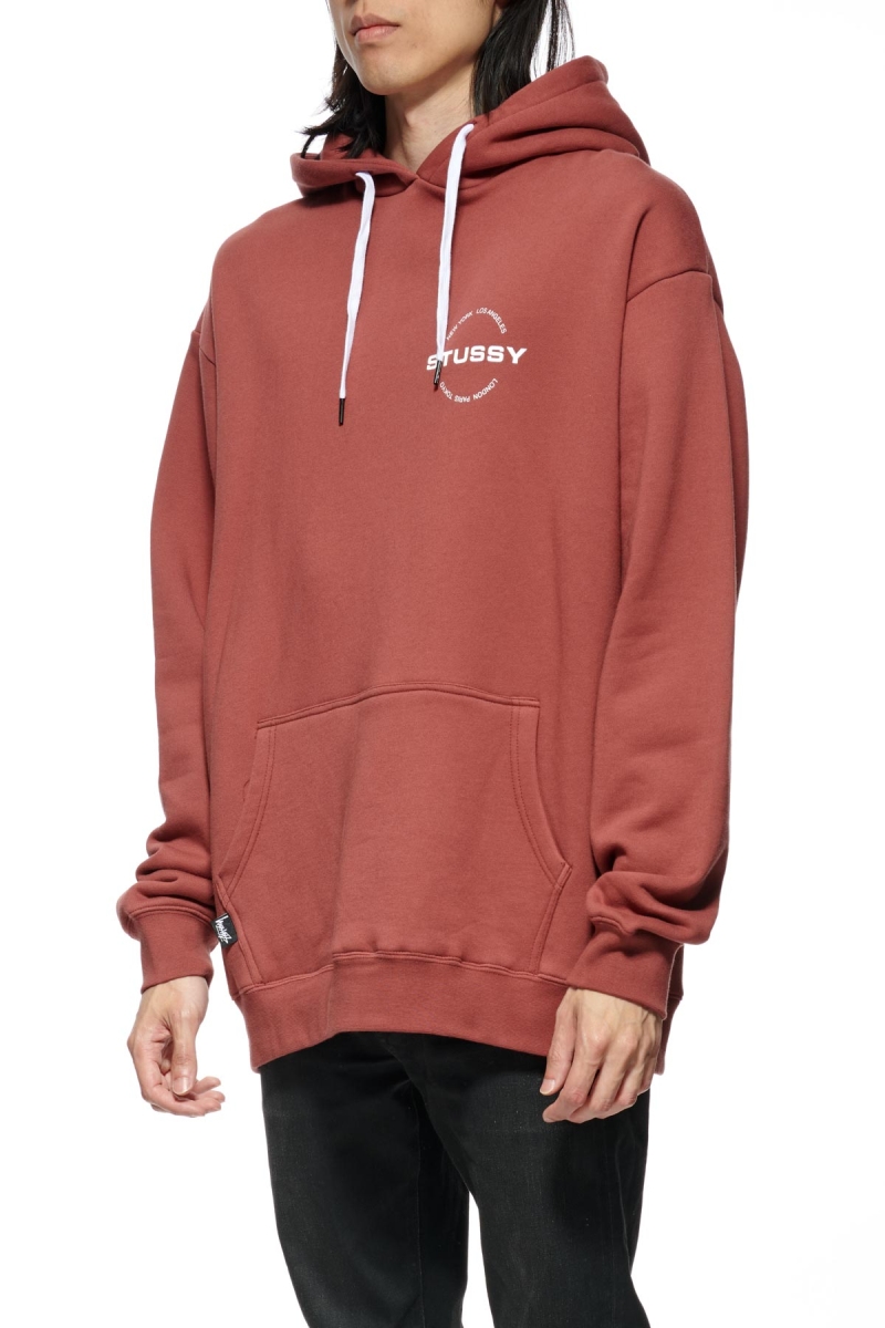 Stussy City Circle Men's Hoodies Red | IL0000028