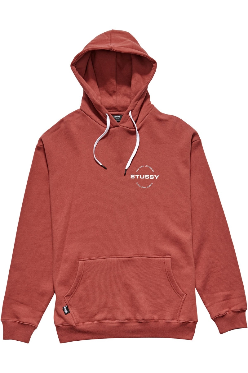 Stussy City Circle Men\'s Hoodies Red | IL0000028