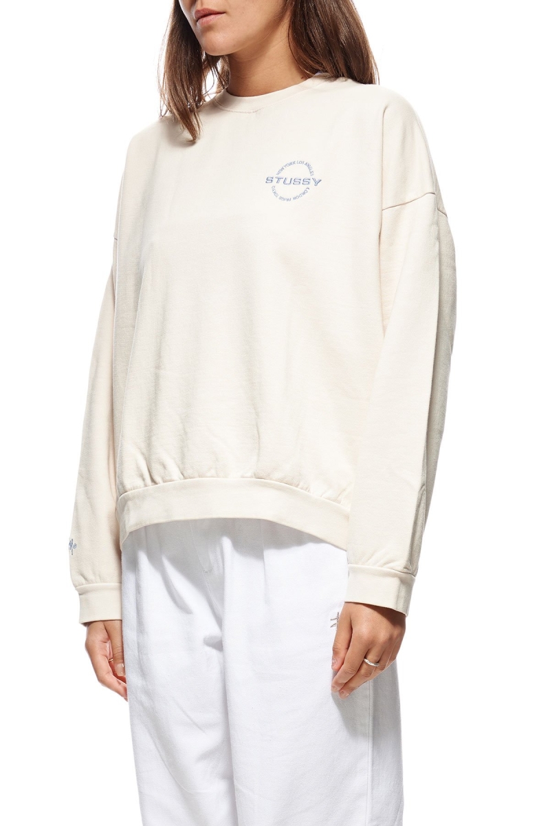 Stussy City Circle OS Crew Women's Sportswear White | IL0000753