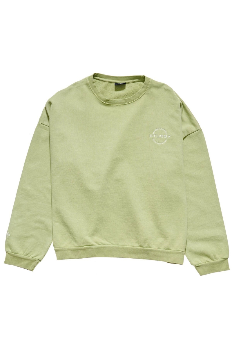 Stussy City Circle OS Crew Women\'s Sportswear Green | IL0000754