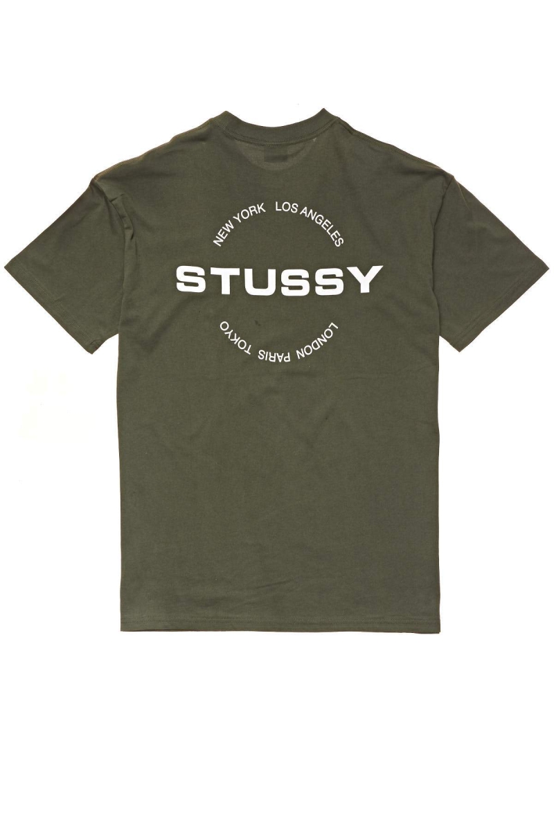 Stussy City Circle SS Men's T Shirts Green | IL0000123