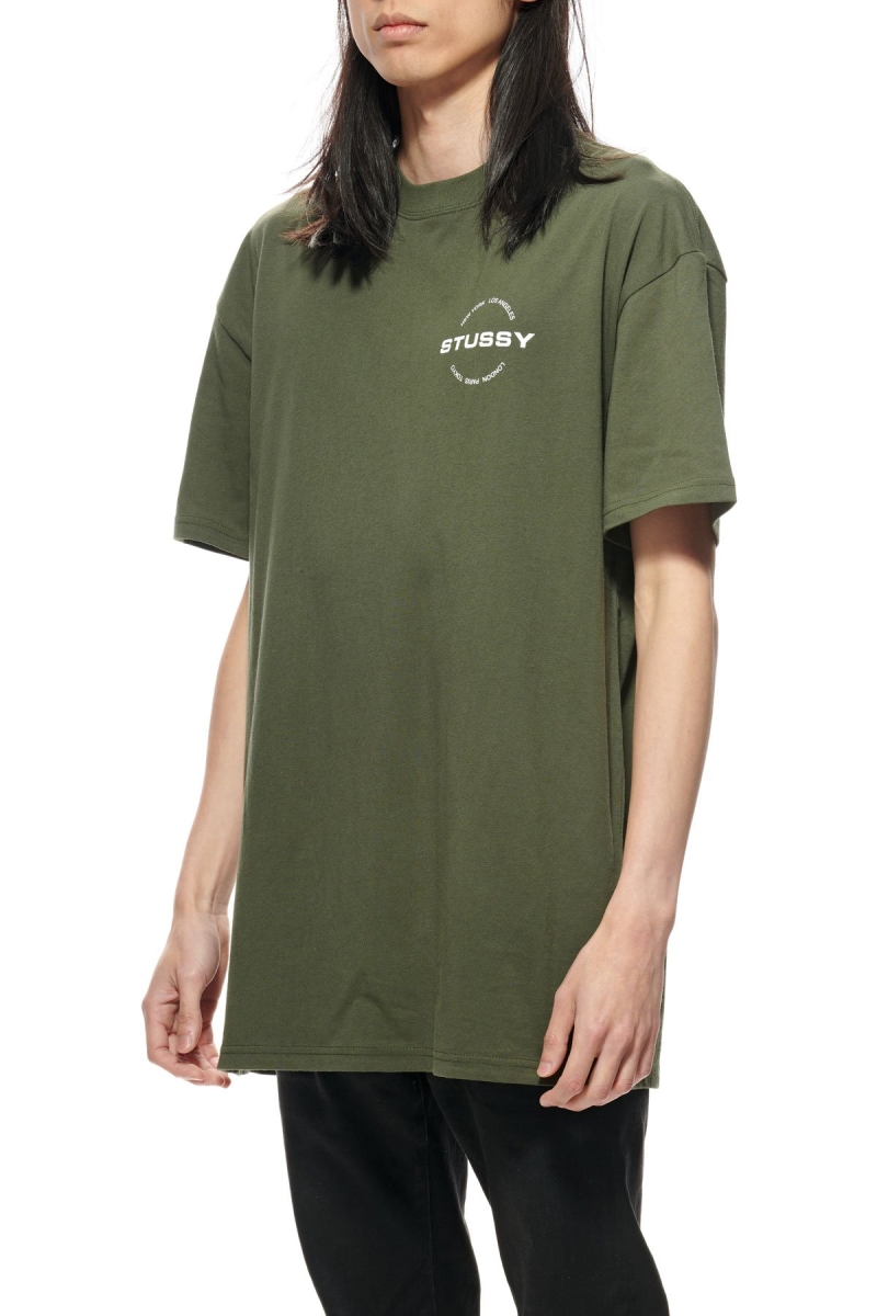 Stussy City Circle SS Men's T Shirts Green | IL0000123