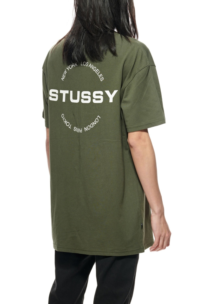 Stussy City Circle SS Men's T Shirts Green | IL0000123