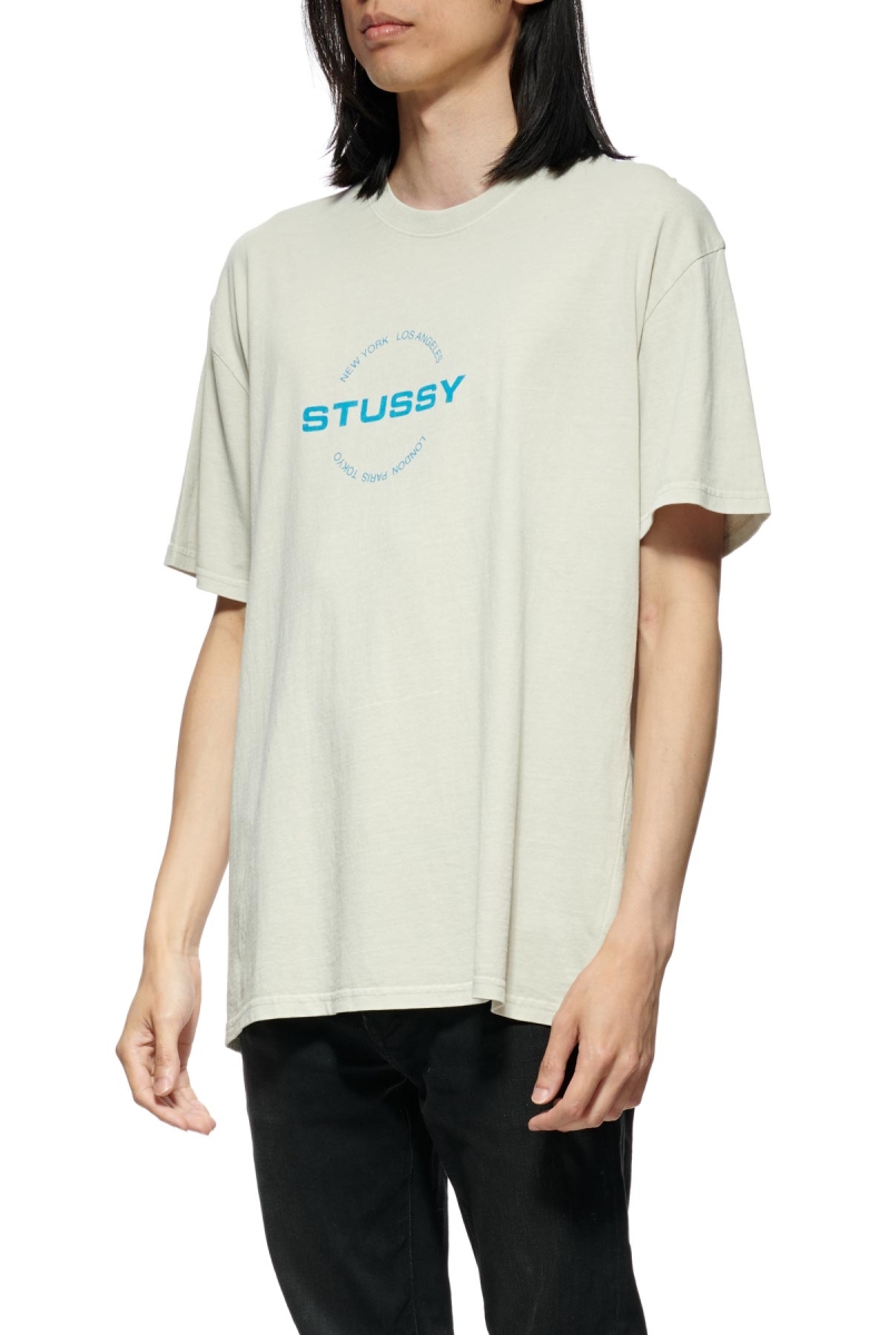 Stussy City Circle SS Men's T Shirts White | IL0000122