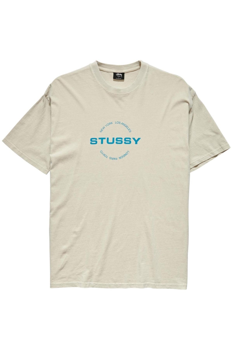 Stussy City Circle SS Men\'s T Shirts White | IL0000122