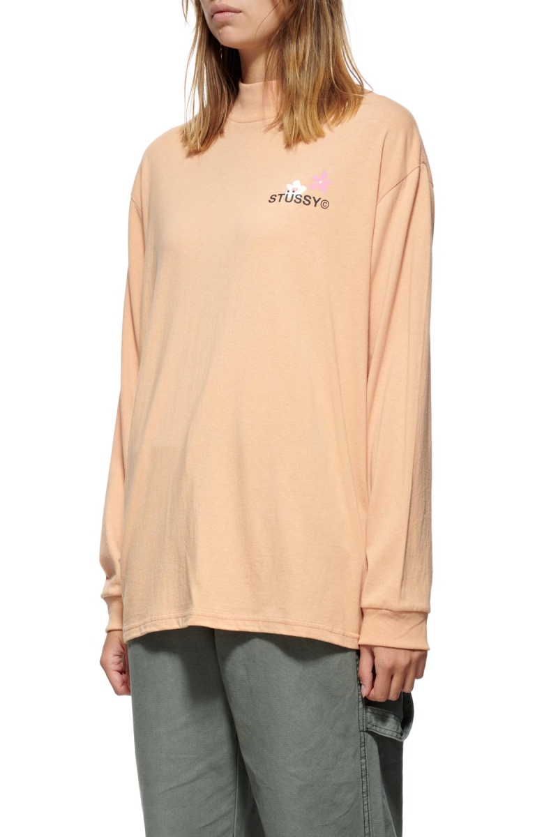 Stussy City Flower Mock Neck LS Women's Sweatshirts Orange | IL0000904