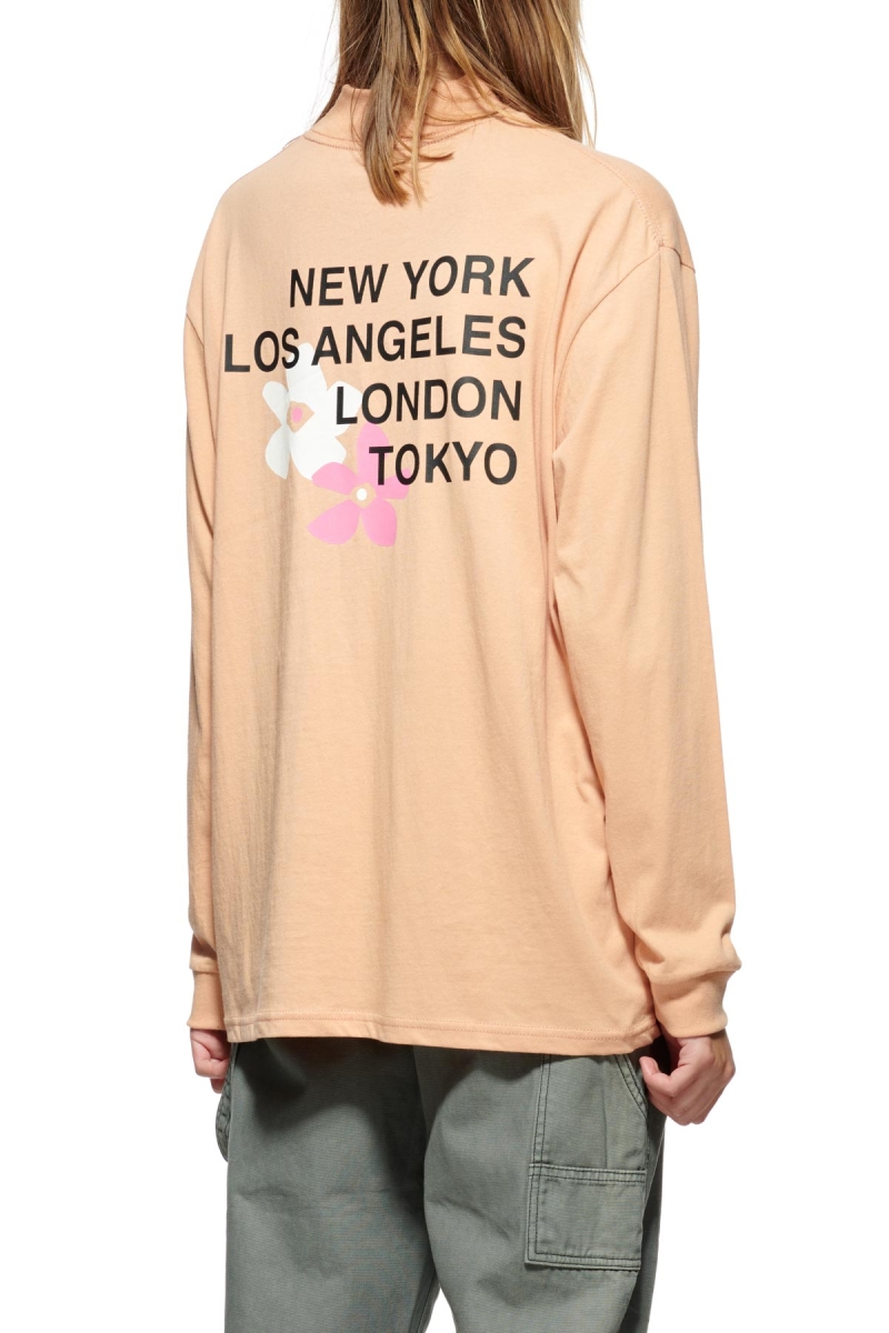 Stussy City Flower Mock Neck LS Women's Sweatshirts Orange | IL0000904