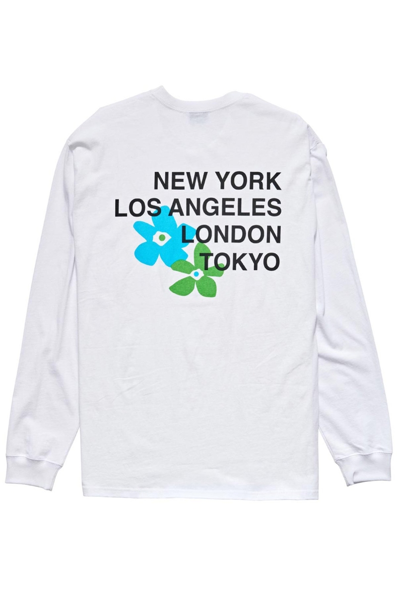 Stussy City Flowers Men's Sweatshirts White | IL0000905