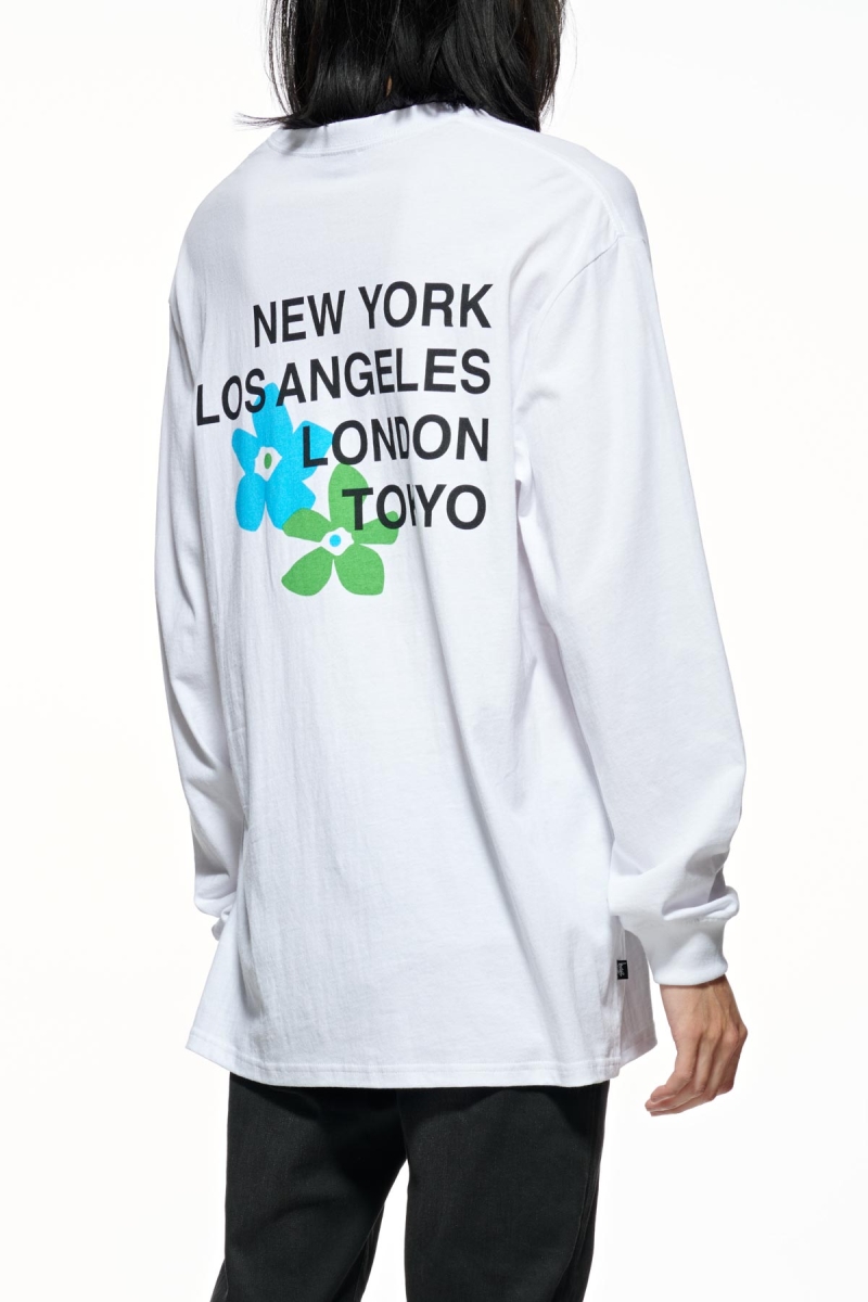 Stussy City Flowers Men's Sweatshirts White | IL0000905