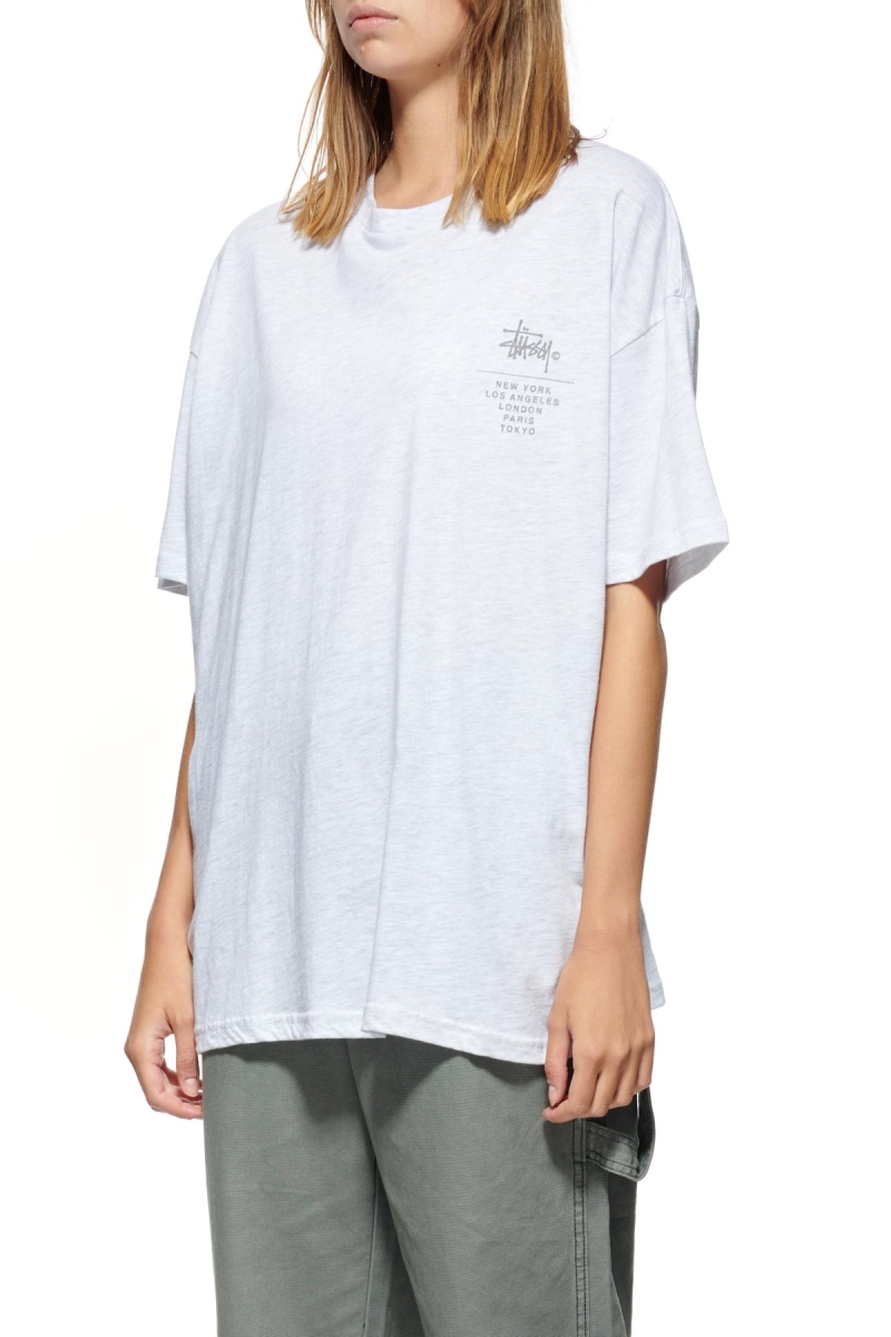 Stussy City Stack Relaxed Women's T Shirts White | IL0000127