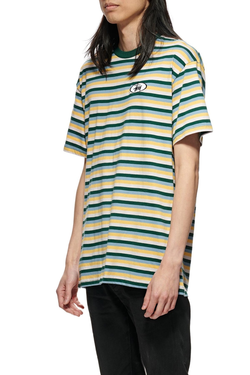 Stussy Classic Stripe SS Men's T Shirts Blue | IL0000129