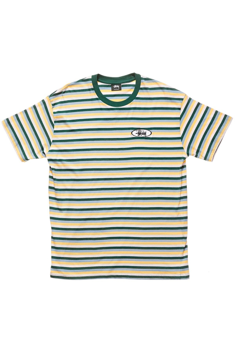 Stussy Classic Stripe SS Men\'s T Shirts Blue | IL0000129