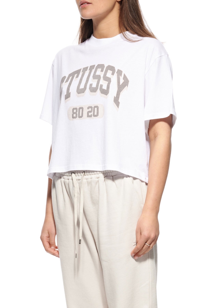 Stussy College Boxy Women's T Shirts White | IL0000130