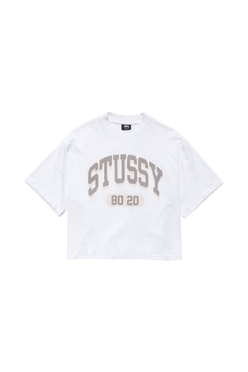 Stussy College Boxy Women\'s T Shirts White | IL0000130