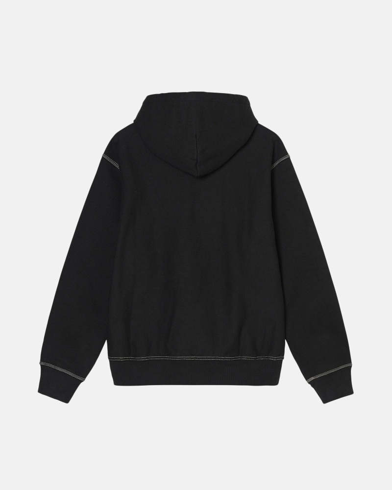 Stussy Contrast Stitch Label Men's Hoodies Black | IL0000032