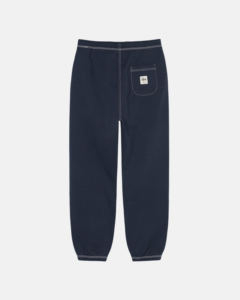 Stussy Contrast Stitch Label Pant Men's Sweatpants Navy | IL0000875