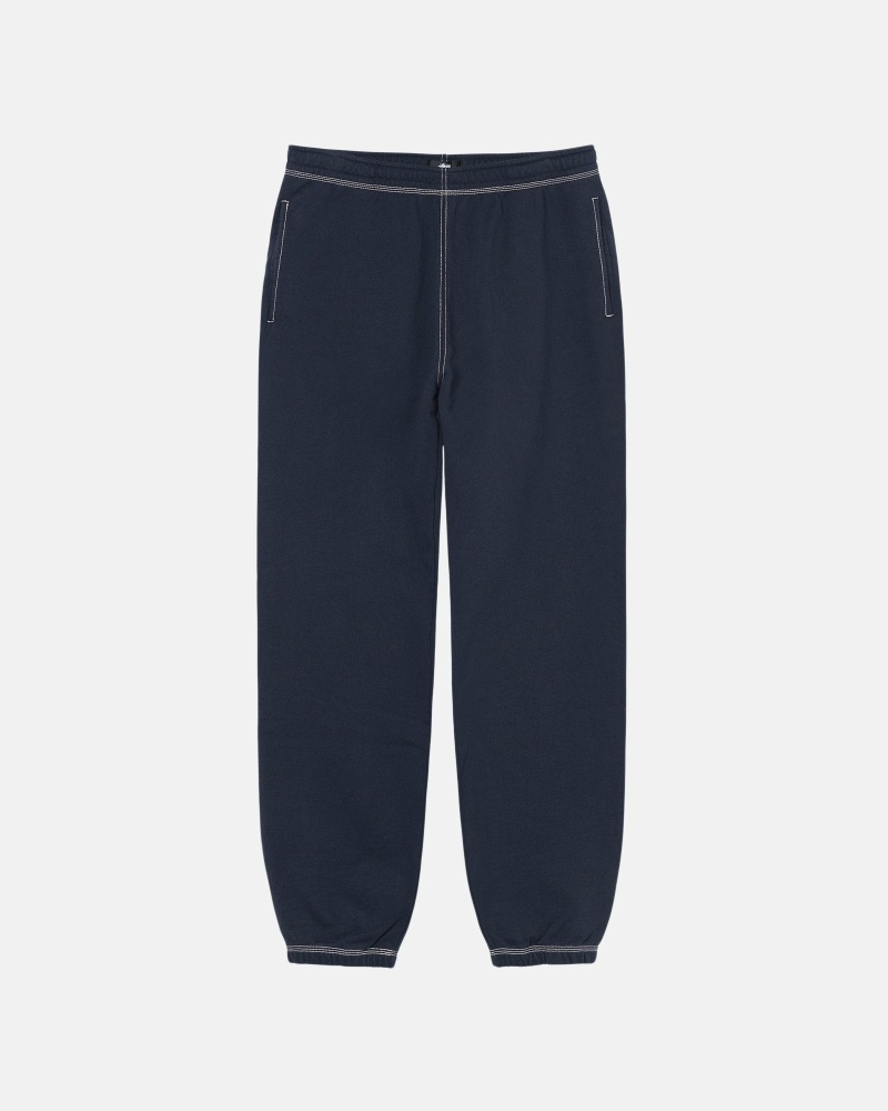 Stussy Contrast Stitch Label Pant Men\'s Sweatpants Navy | IL0000875