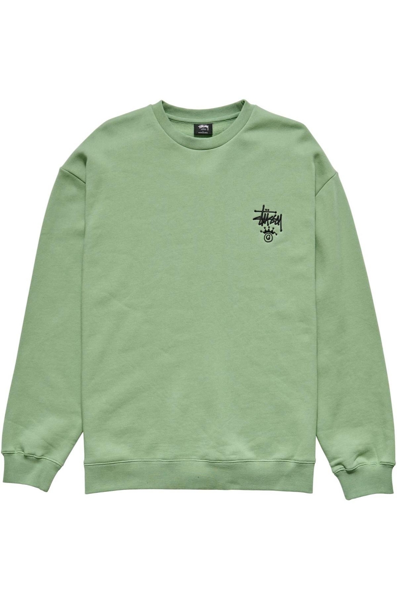 Stussy Copyright Crown Crew Men\'s Sweaters Green | IL0000827