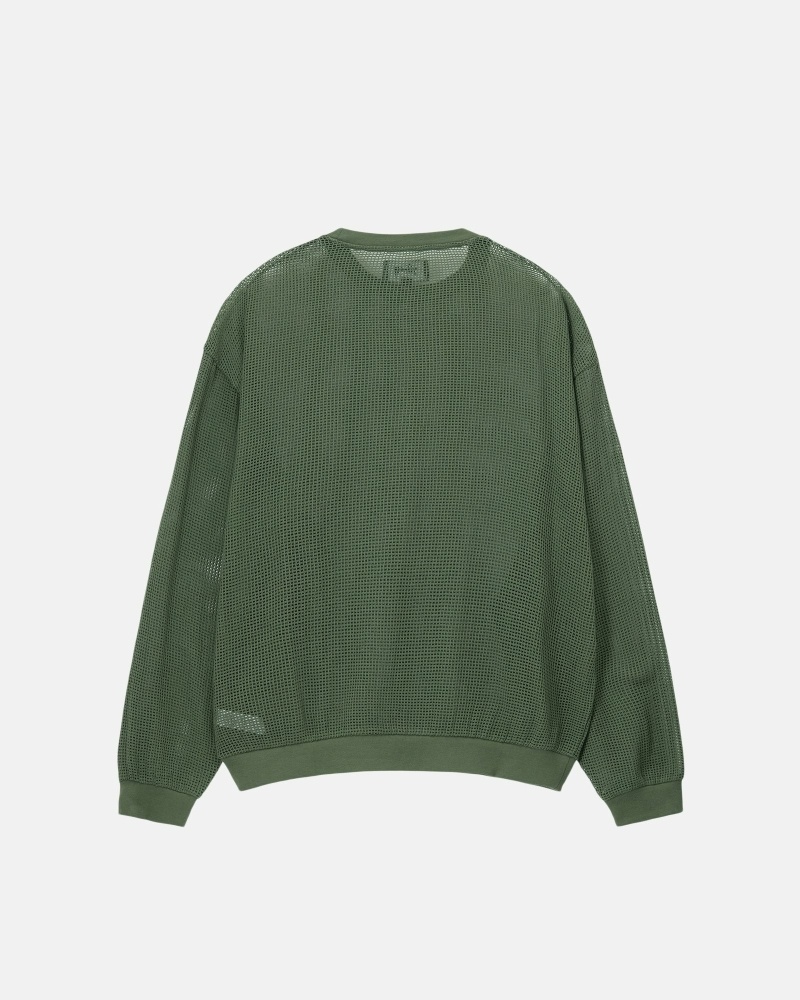 Stussy Cotton Mesh LS Crew Men's T Shirts Green | IL0000141