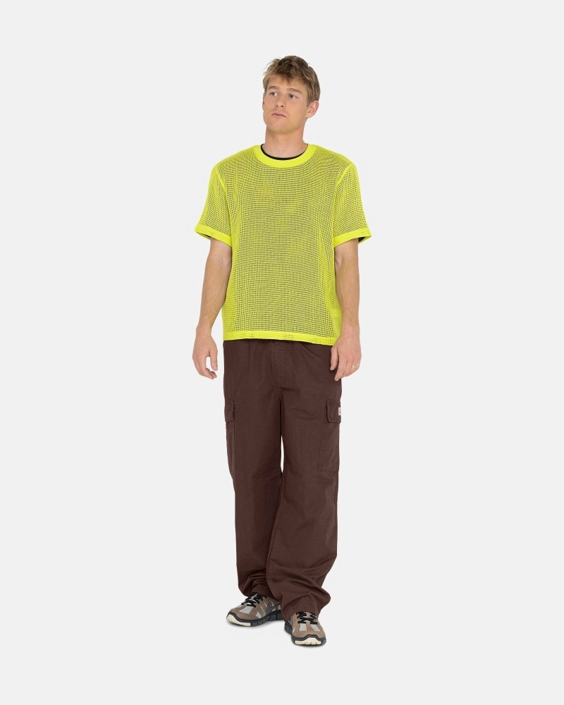 Stussy Cotton Mesh Ss Crew Men's T Shirts Light Green | IL0000143