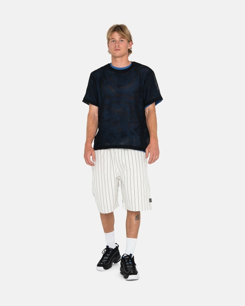 Stussy Cotton Mesh Ss Crew Men's T Shirts Black | IL0000144