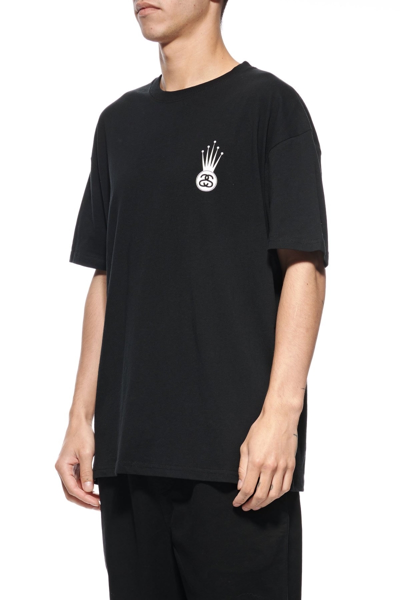 Stussy Crown Link SS Men's T Shirts Black | IL0000145