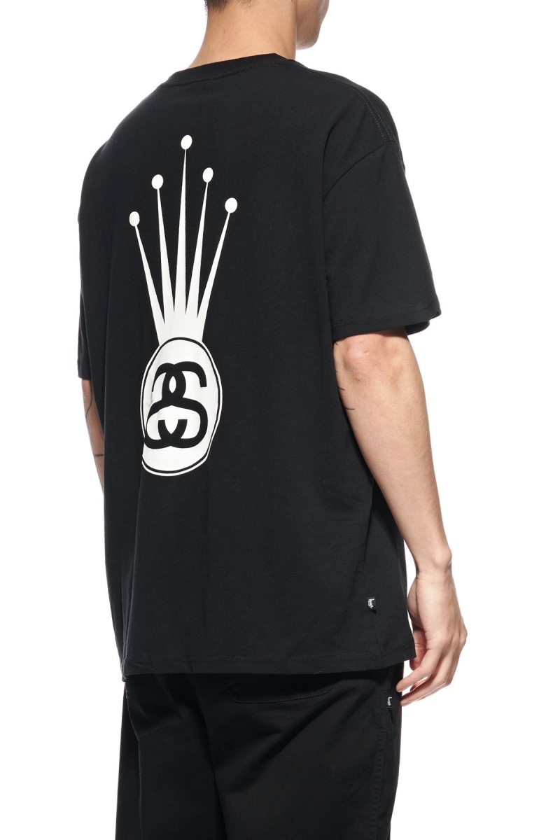 Stussy Crown Link SS Men's T Shirts Black | IL0000145