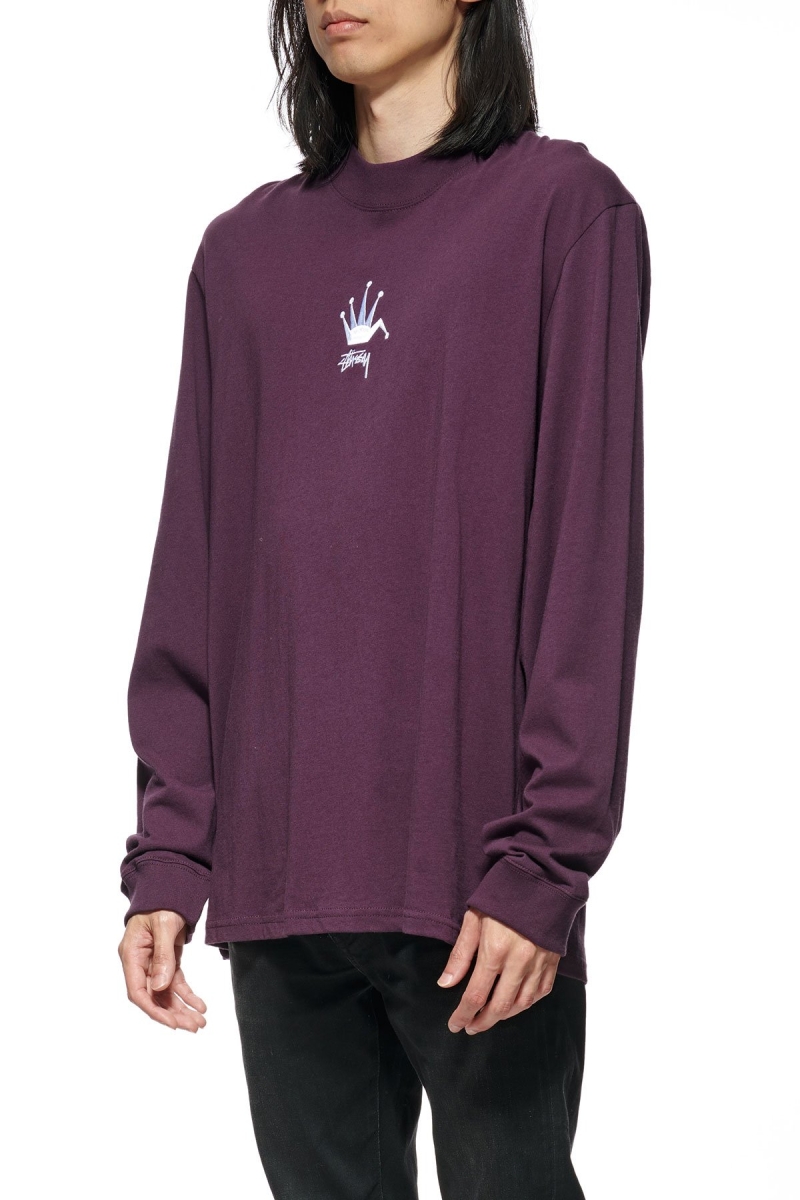 Stussy Crown Men's Sweatshirts Dark Purple | IL0000910