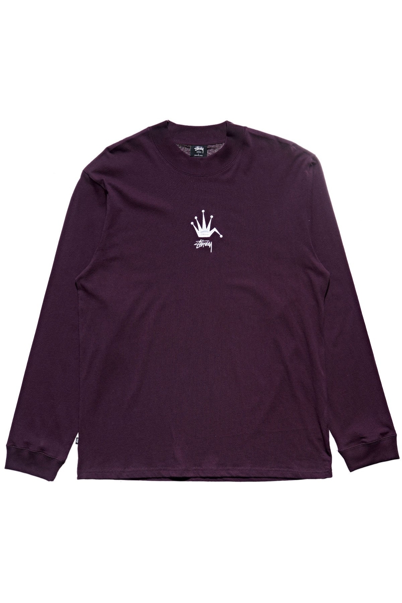 Stussy Crown Men\'s Sweatshirts Dark Purple | IL0000910