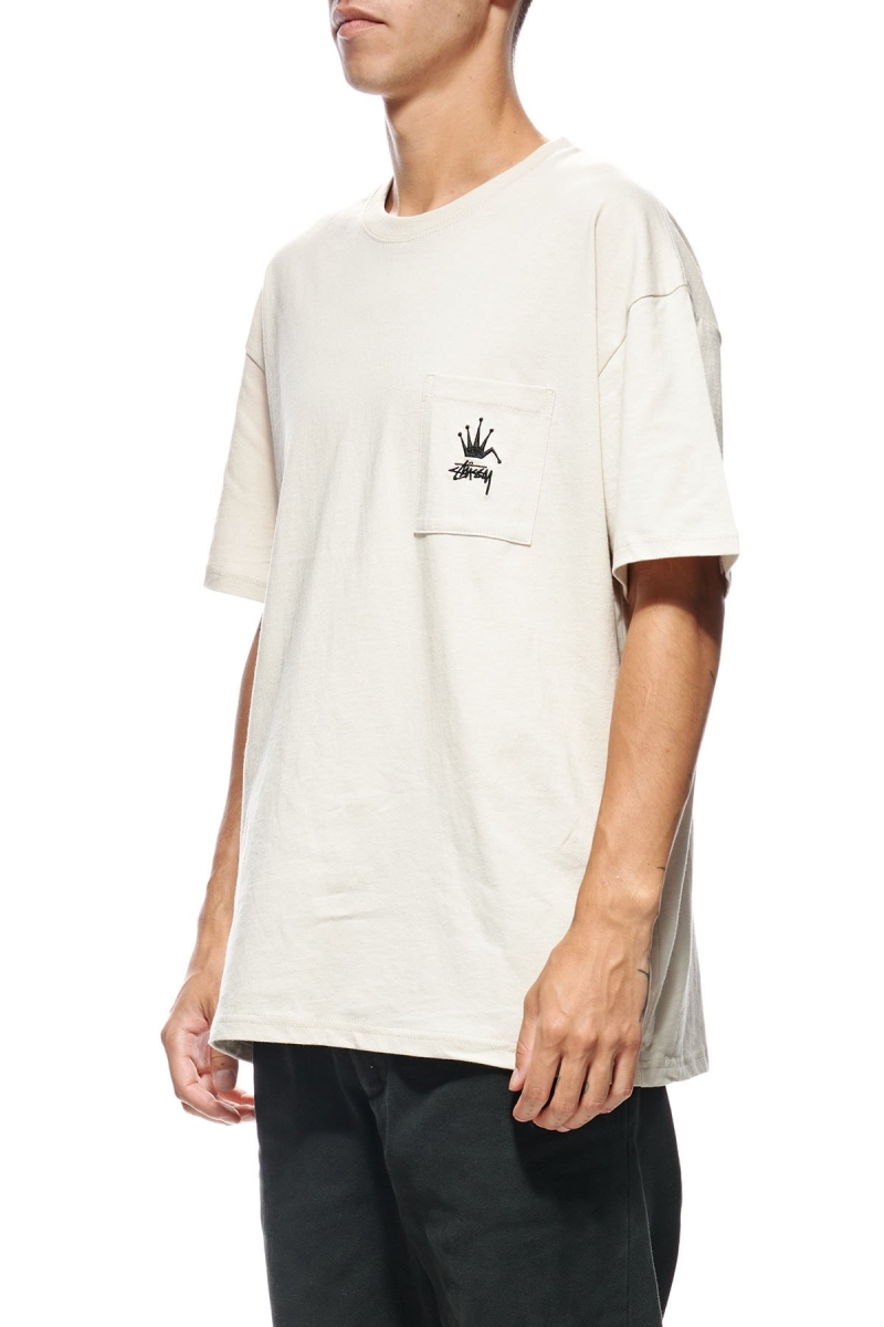 Stussy Crown Pocket SS Men's T Shirts White | IL0000147