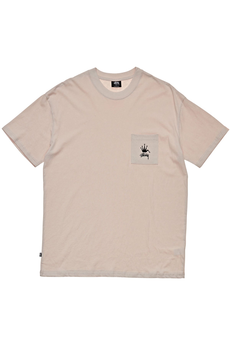 Stussy Crown Pocket SS Men\'s T Shirts White | IL0000147