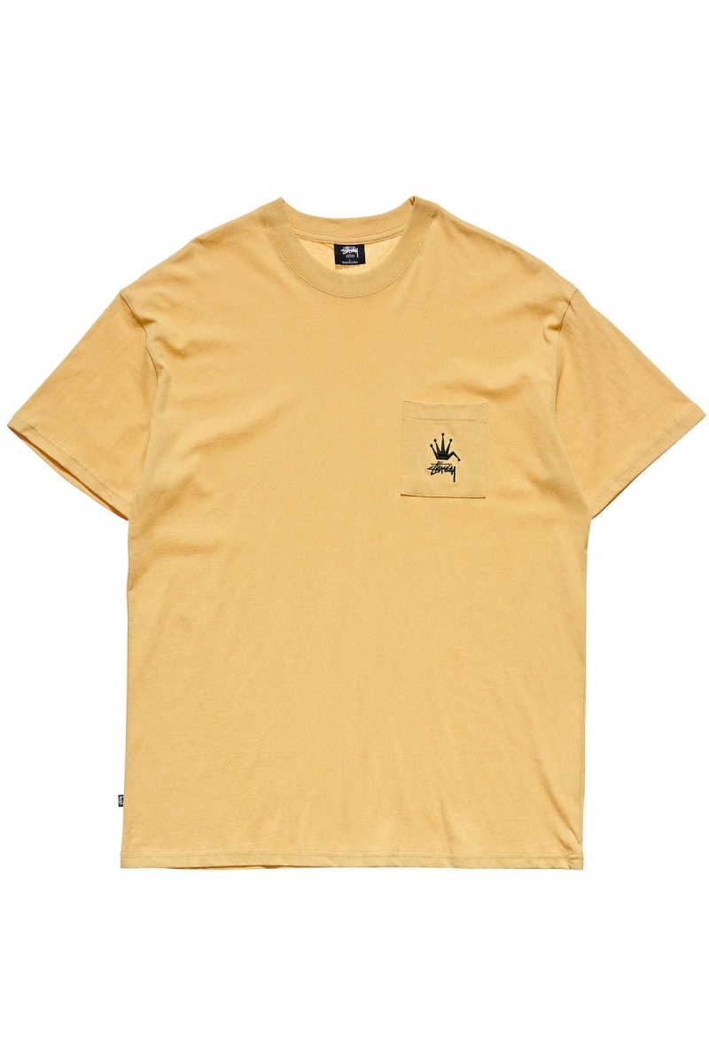 Stussy Crown Pocket SS Men\'s T Shirts Yellow | IL0000146