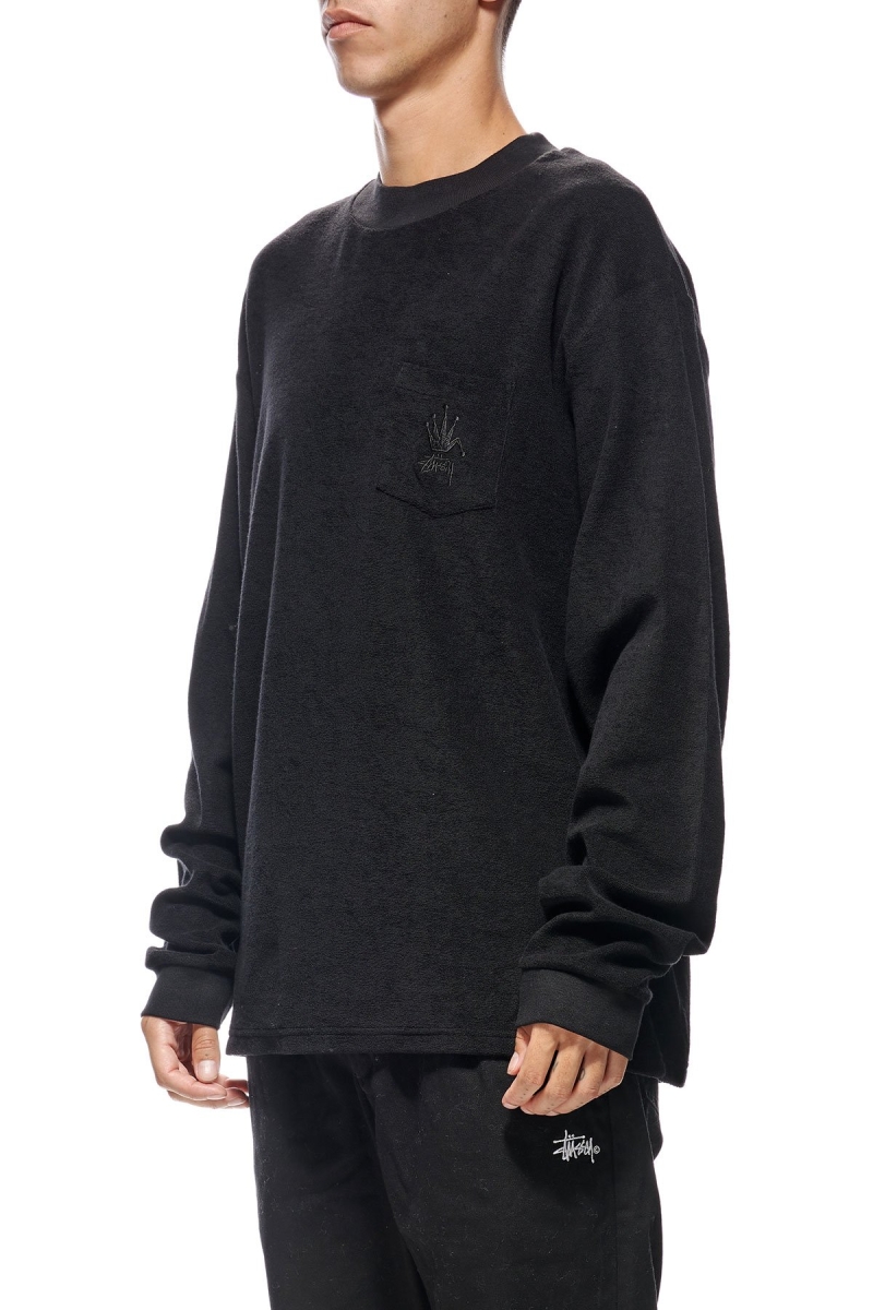 Stussy Crown Terry Men's Sweatshirts Black | IL0000911