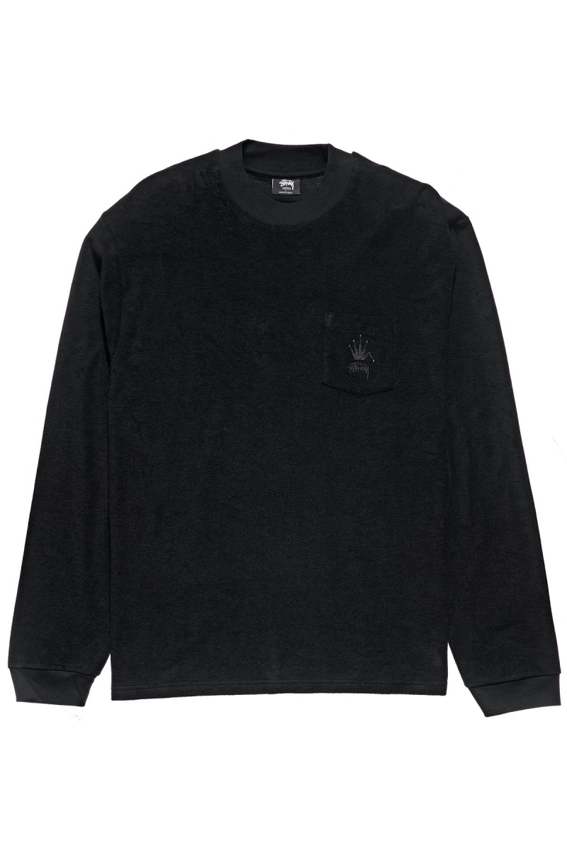 Stussy Crown Terry Men\'s Sweatshirts Black | IL0000911