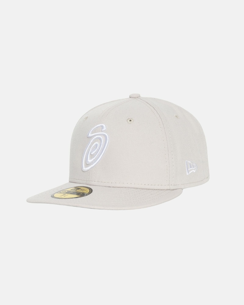 Stussy Curly S 59Fifty New Era Men's Caps Beige | IL0000428