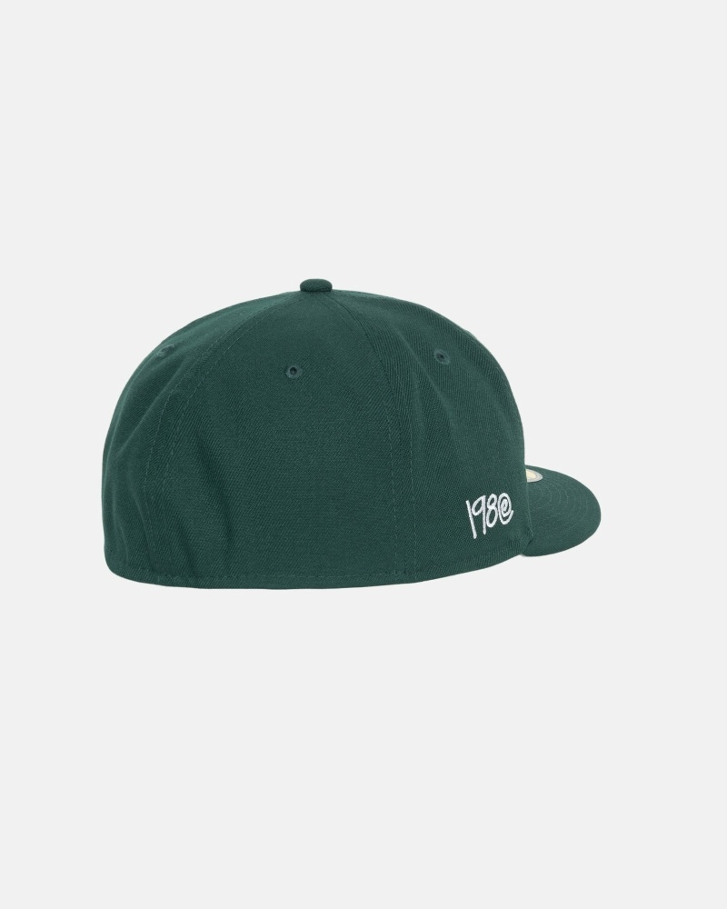 Stussy Curly S 59Fifty New Era Men's Caps Green | IL0000430