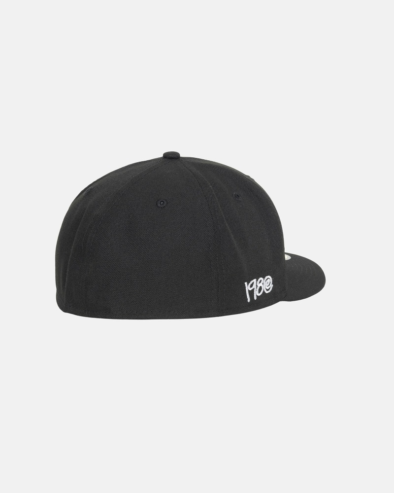 Stussy Curly S 59Fifty New Era Men's Caps Black | IL0000431