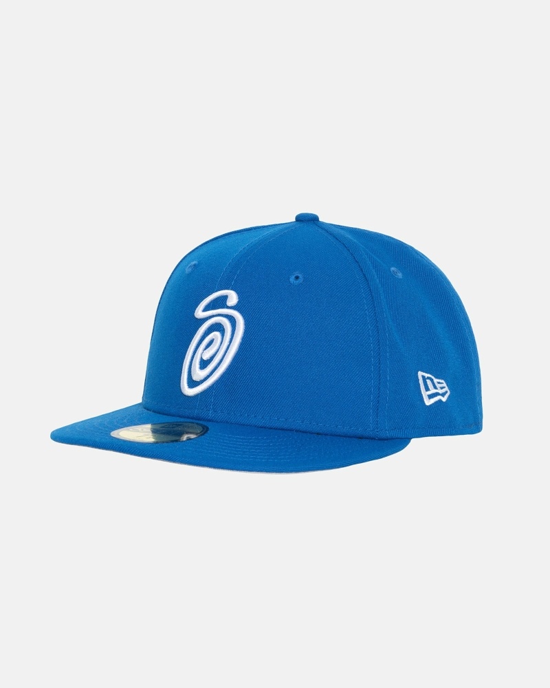 Stussy Curly S 59Fifty New Era Men's Caps Blue | IL0000432