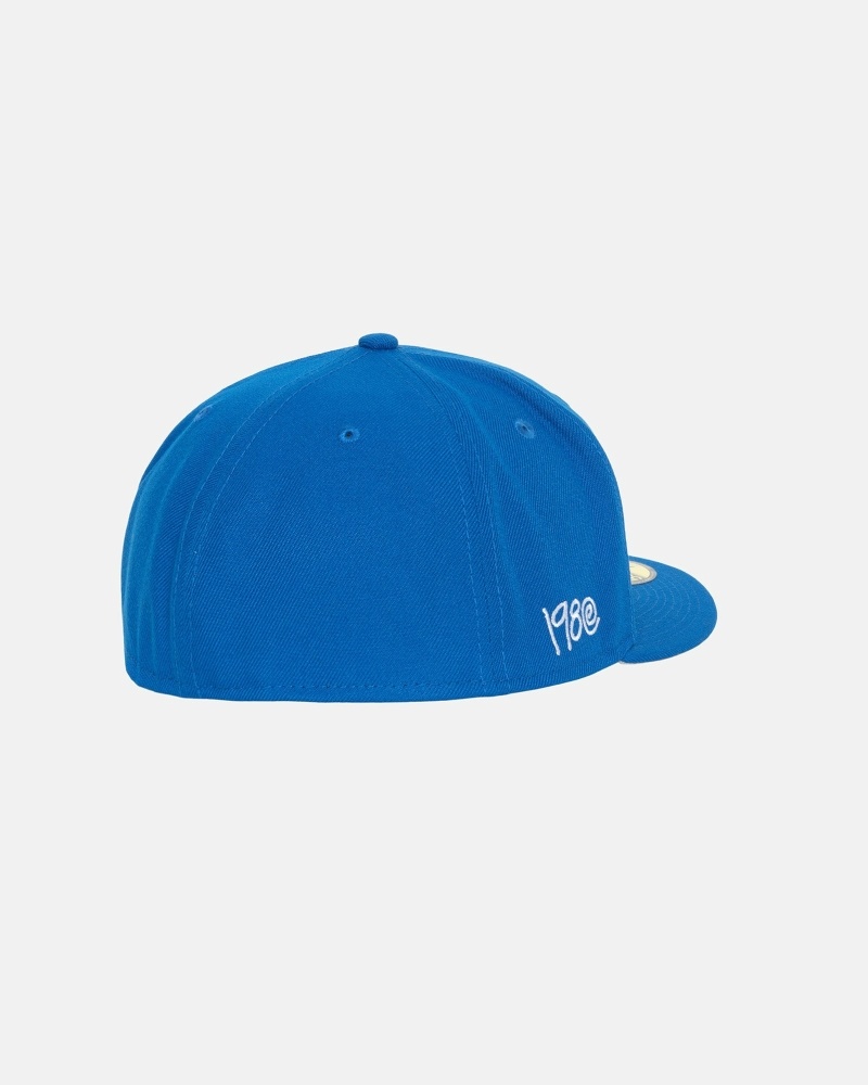 Stussy Curly S 59Fifty New Era Men's Caps Blue | IL0000432