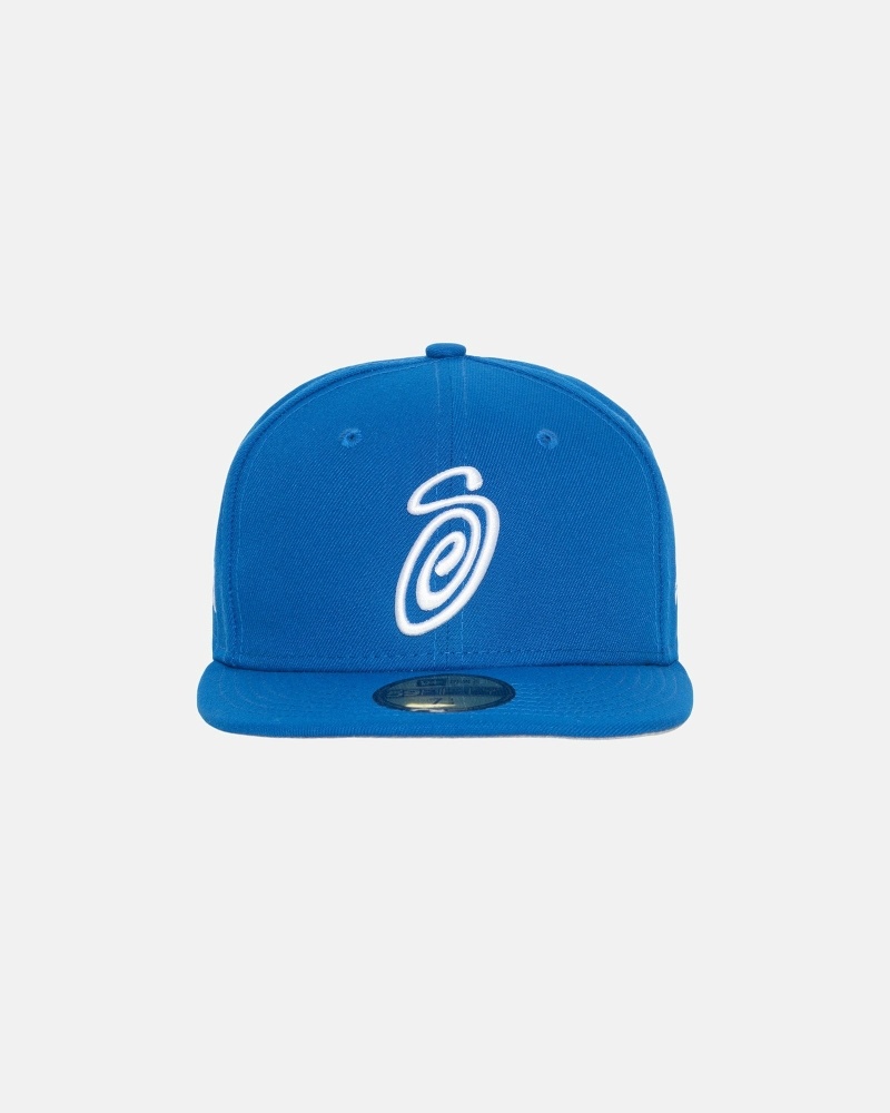 Stussy Curly S 59Fifty New Era Men\'s Caps Blue | IL0000432