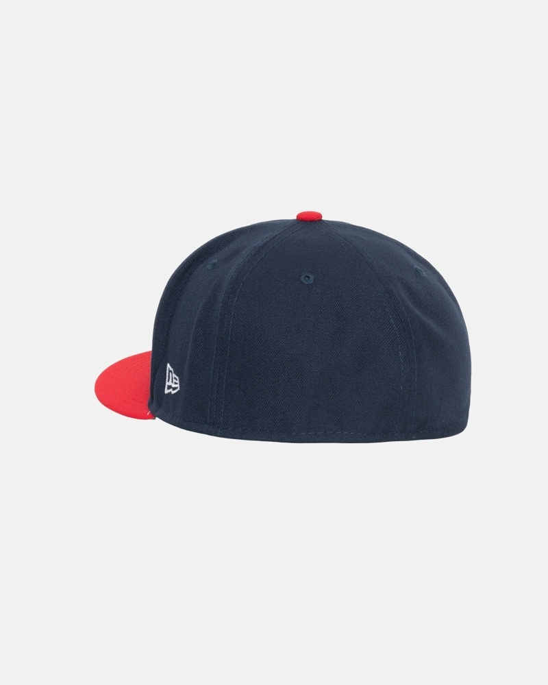 Stussy Curly S 59Fifty New Era Men's Caps Blue Red | IL0000433