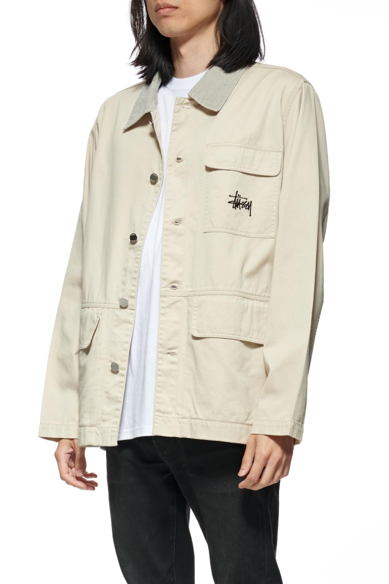 Stussy Denim Chore Coat Men's Jackets White | IL0000336