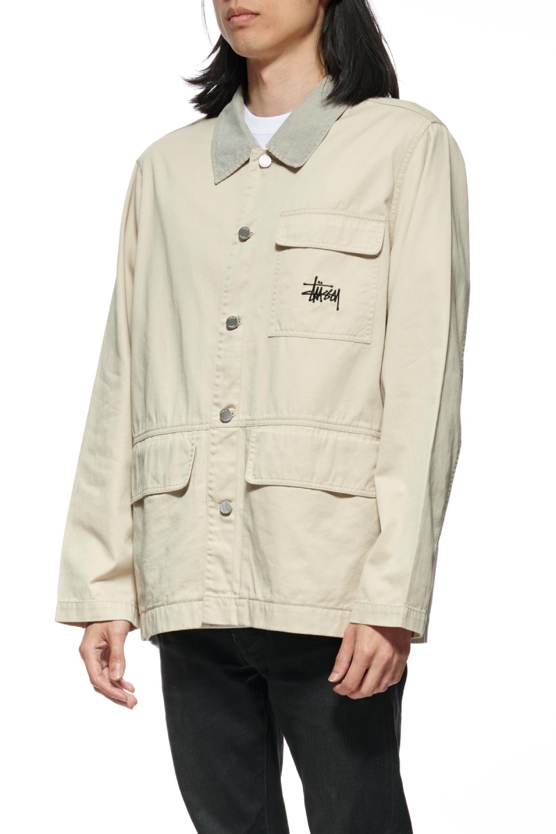 Stussy Denim Chore Coat Men's Jackets White | IL0000336