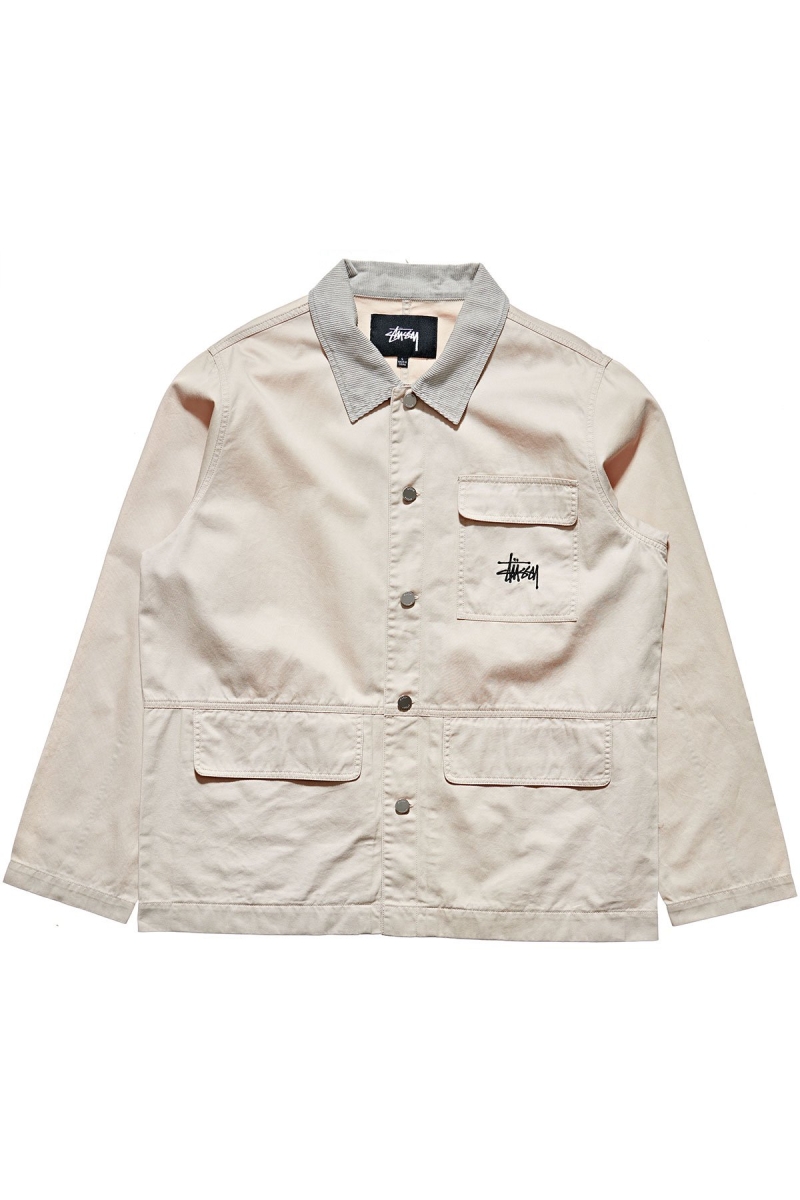 Stussy Denim Chore Coat Men\'s Jackets White | IL0000336