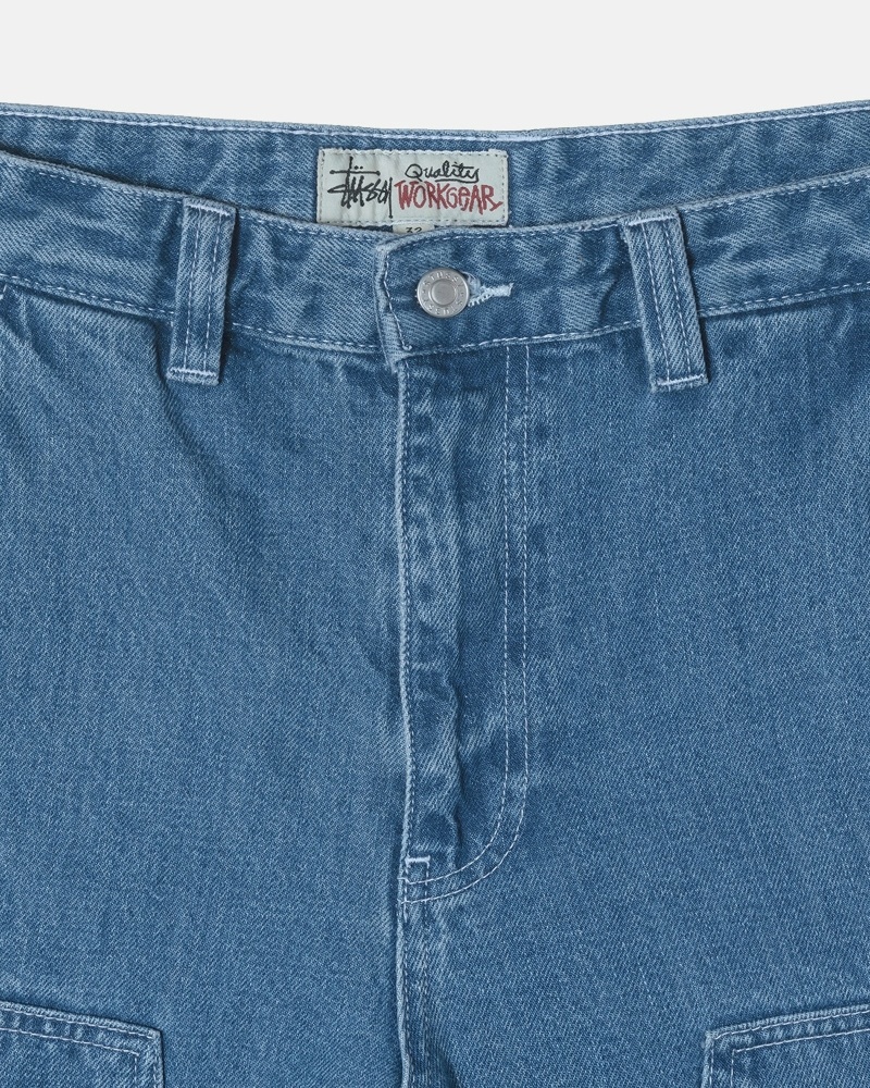 Stussy Denim Men's Work Pants Blue | IL0000556