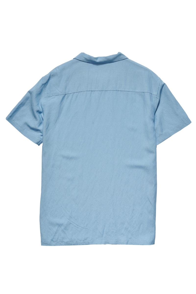 Stussy Designs Linen SS Men's Shirts Blue | IL0000302