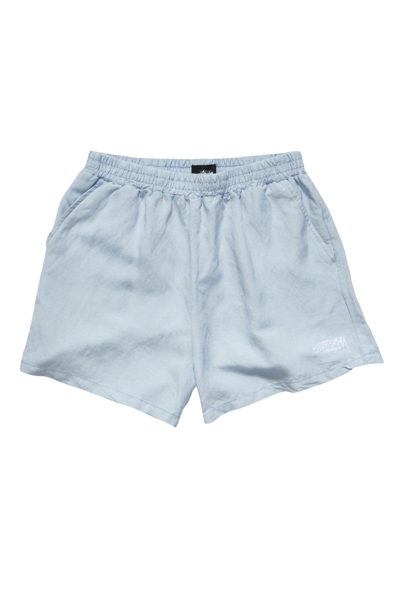 Stussy Designs Linen Short Women\'s Shorts Blue | IL0000640