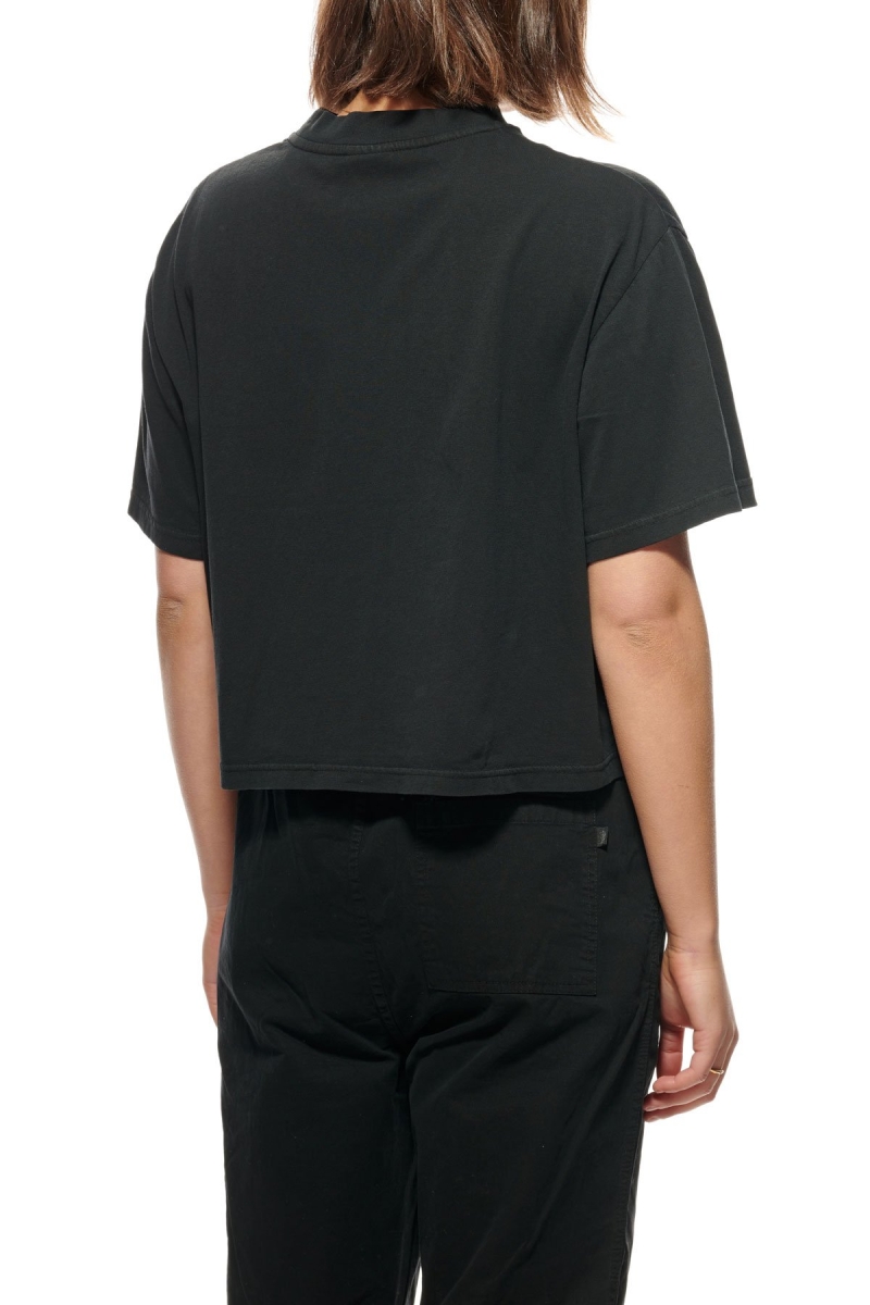 Stussy Designs Pocket Boxy Women's T Shirts Black | IL0000153