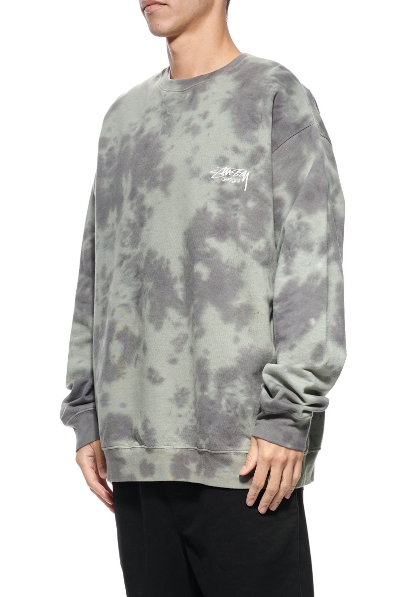 Stussy Designs Tie Dye Crew Men's Sweaters Green | IL0000834