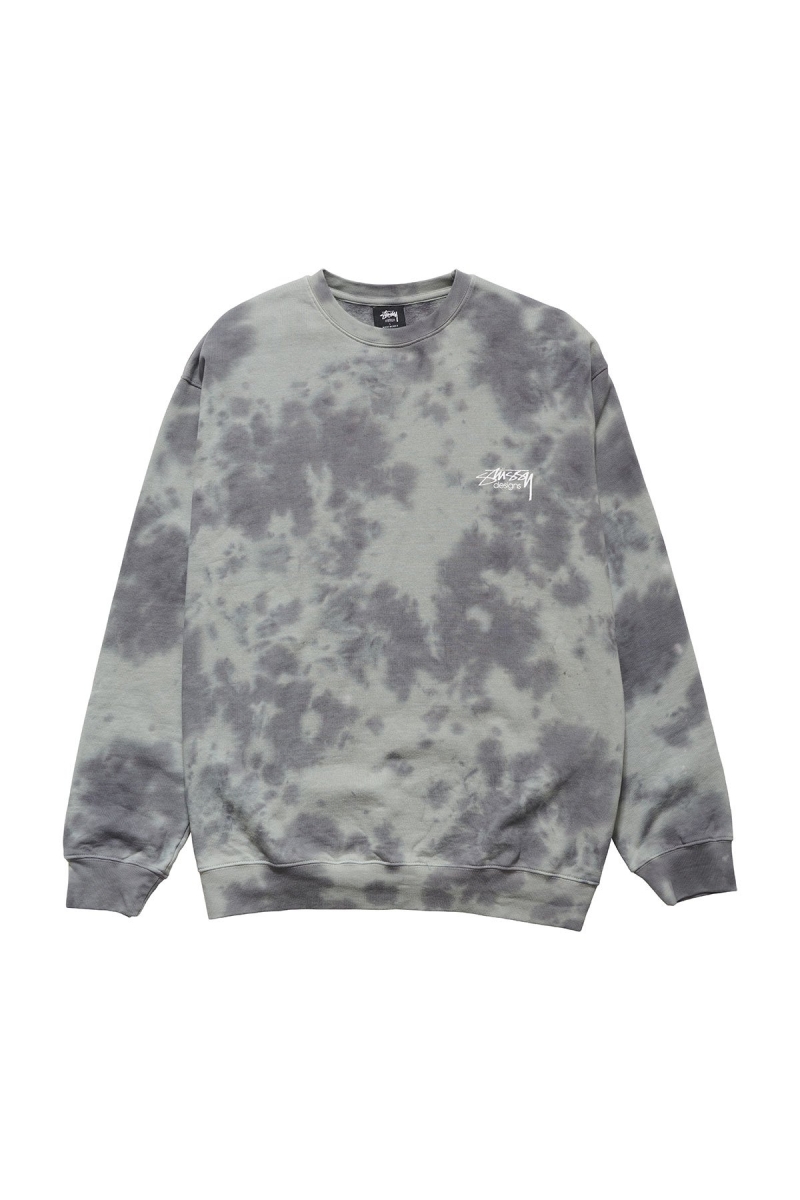 Stussy Designs Tie Dye Crew Men\'s Sweaters Green | IL0000834